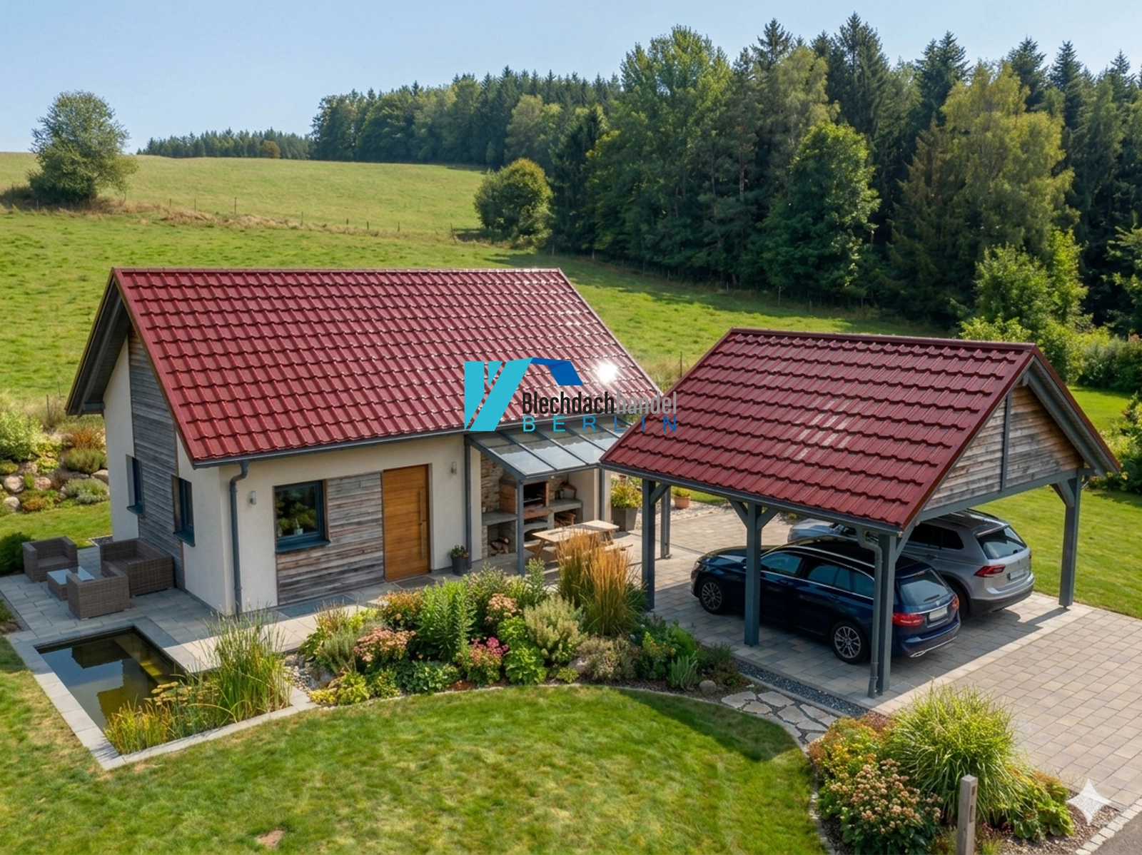 BDP Blechdachpfanne RAL 3009 - oxidrot – 0,5mm glänzend 25 µm Polyester mit Vlies kaufen — Detailansicht