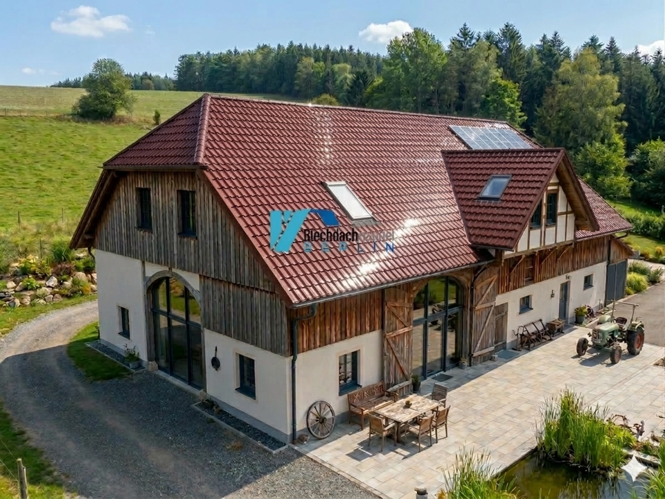 BDP Blechdachpfanne RAL 3009 - oxidrot – 0,5mm glänzend 25 µm Polyester mit Vlies — Ansicht 3