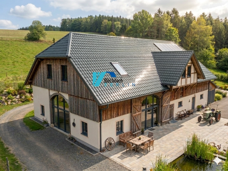 BDP Blechdachpfanne RAL 7016 - anthrazit – 0,5mm glänzend 25 µm Polyester mit Vlies — Ansicht 3