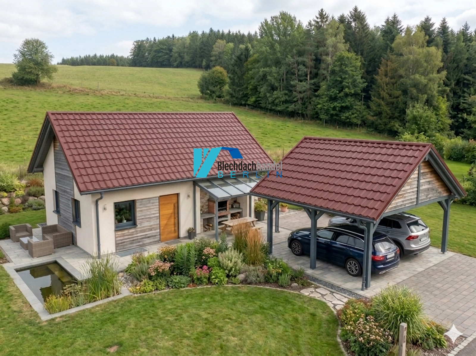 BDP Blechdachpfanne RAL 3009 - oxidrot – 0,5mm matt 35µm Polyester ohne Vlies kaufen — Detailansicht