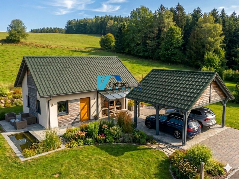 BDP Blechdachpfanne RAL 6020 Chromoxidgrün – 0,5mm matt 35µm Polyester ohne Vlies kaufen — Detailansicht