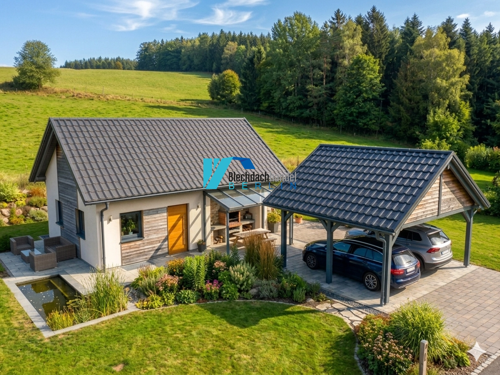 BDP Blechdachpfanne RAL 7016 - anthrazit – 0,5mm matt 35µm Polyester ohne Vlies kaufen — Detailansicht