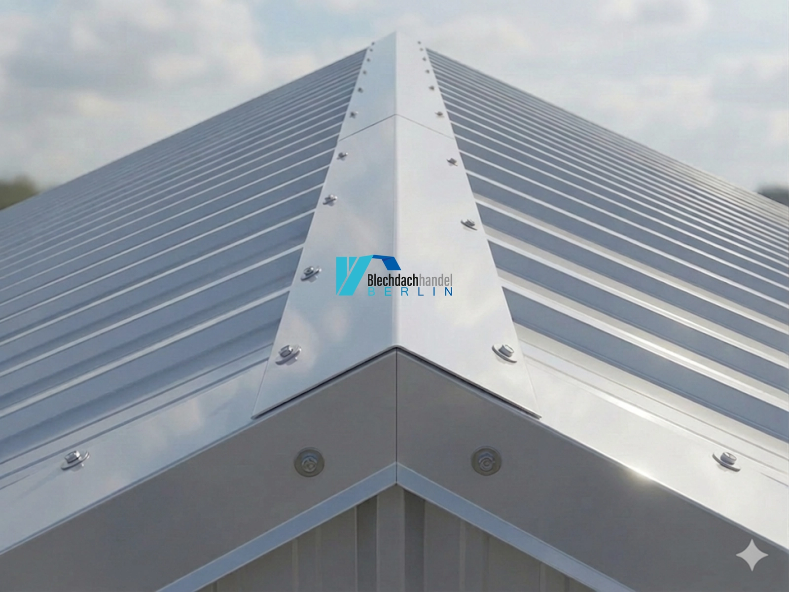 Firsthaube RAL 9006 Weißaluminium – 0,5mm glänzend 25 µm Polyester — Detailansicht