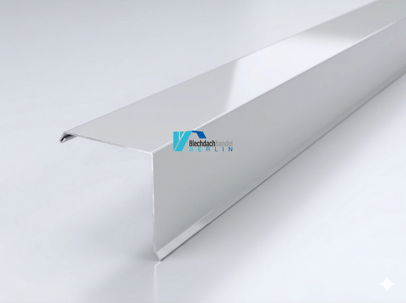 Ortgangblech RAL 9006 Weißaluminium – 0,5mm glänzend 25 µm Polyester — Detailansicht