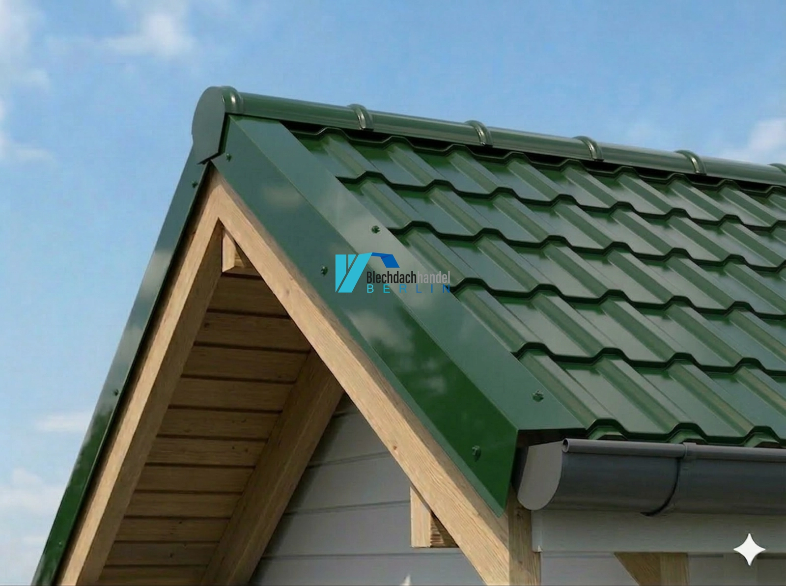 Tonnenfirst RAL 6020 Chromoxidgrün – 0,5mm glänzend 25 µm Polyester — Detailansicht