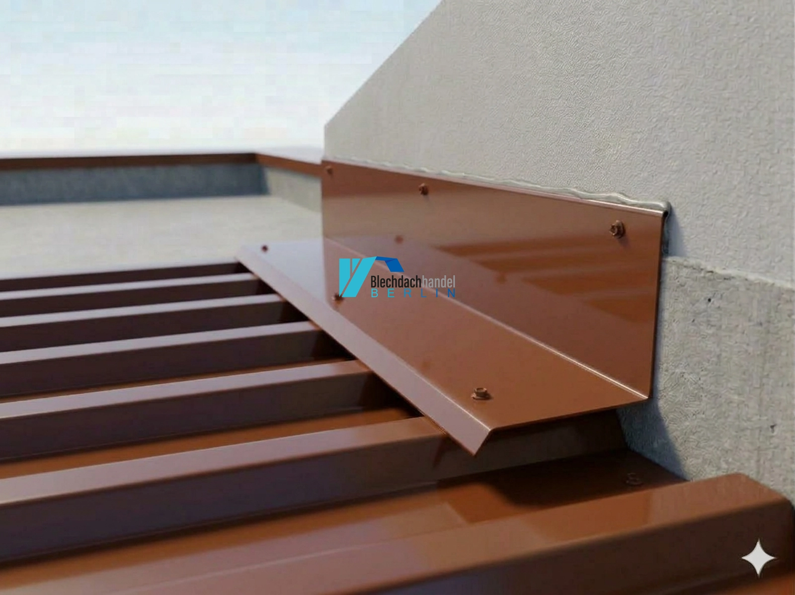 Wandanschluss RAL 8004 Ziegelrot – 0,5mm glänzend 25 µm Polyester — Detailansicht