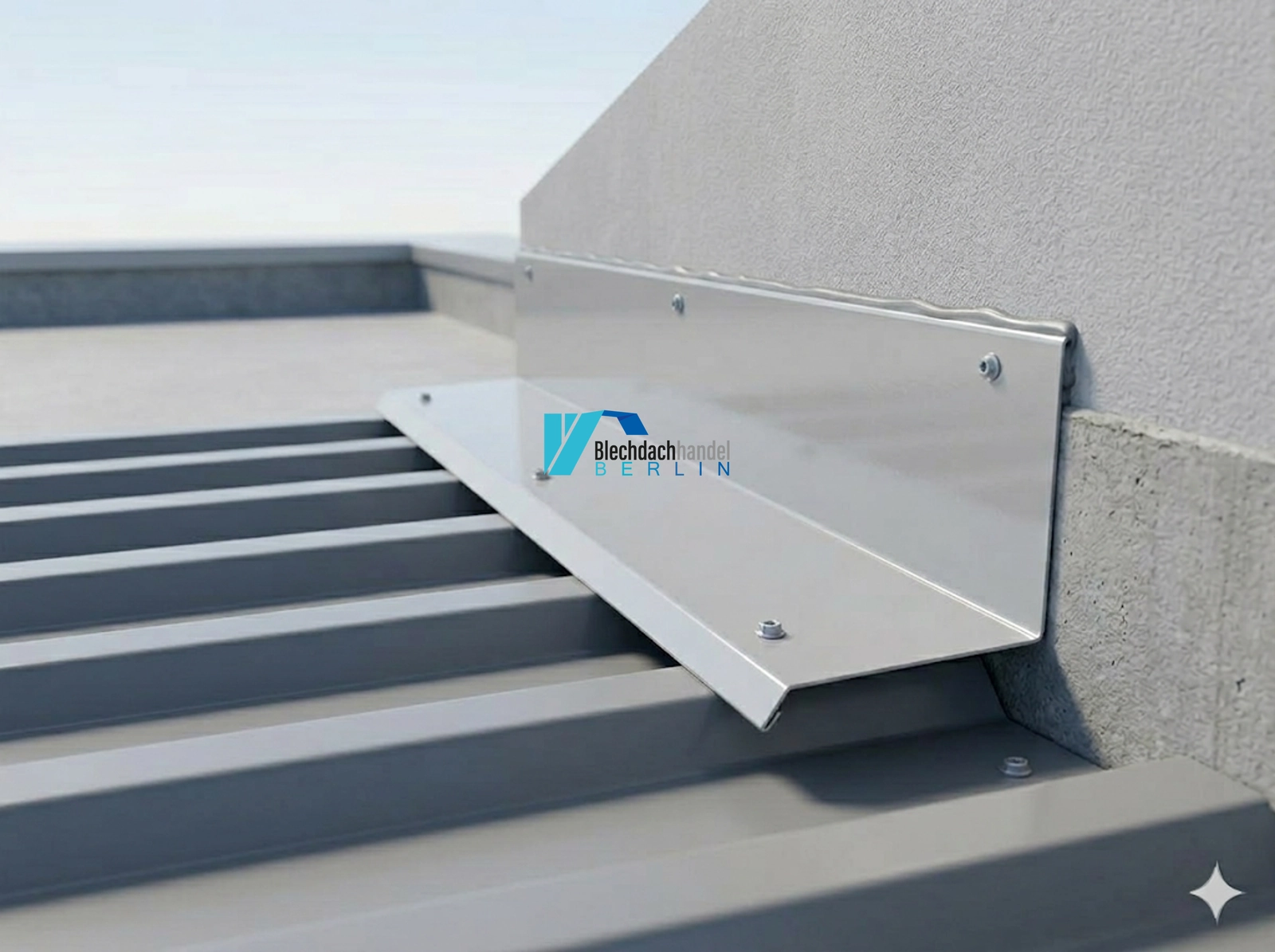 Wandanschluss RAL 9006 Weißaluminium – 0,5mm glänzend 25 µm Polyester — Detailansicht