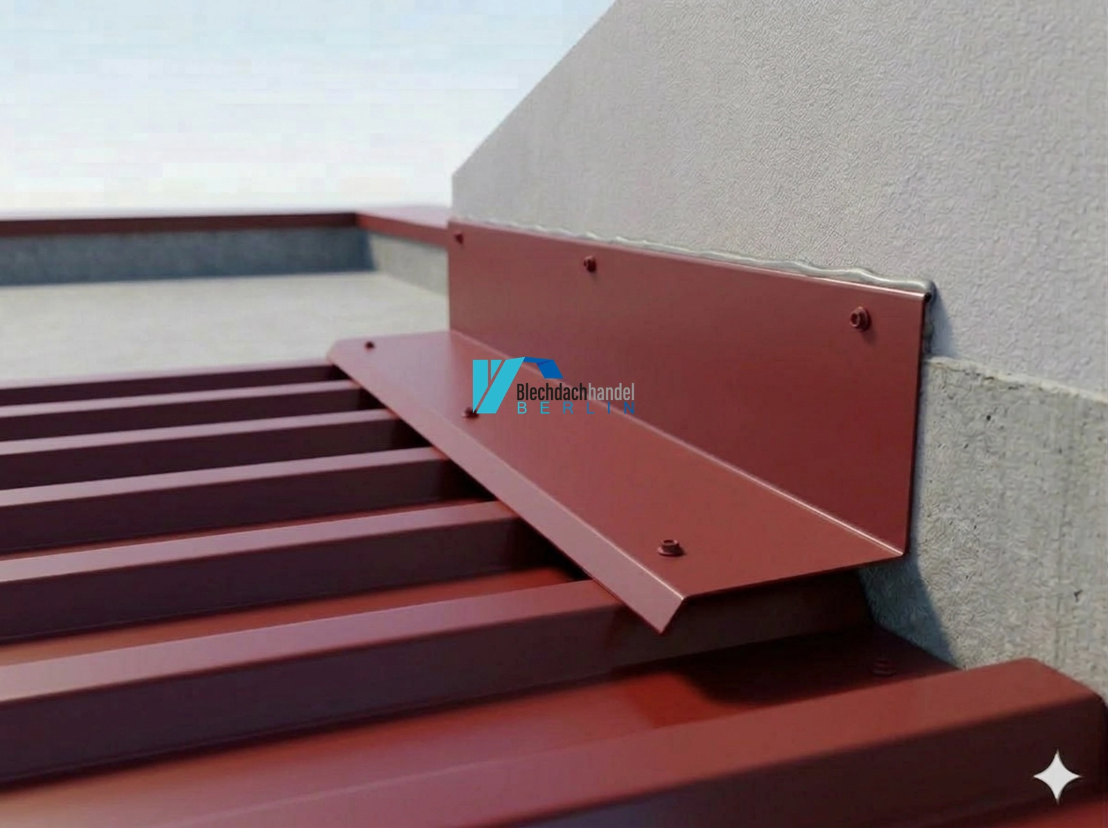 Wandanschluss RAL 3009 - oxidrot – 0,5mm matt 35µm Polyester — Detailansicht