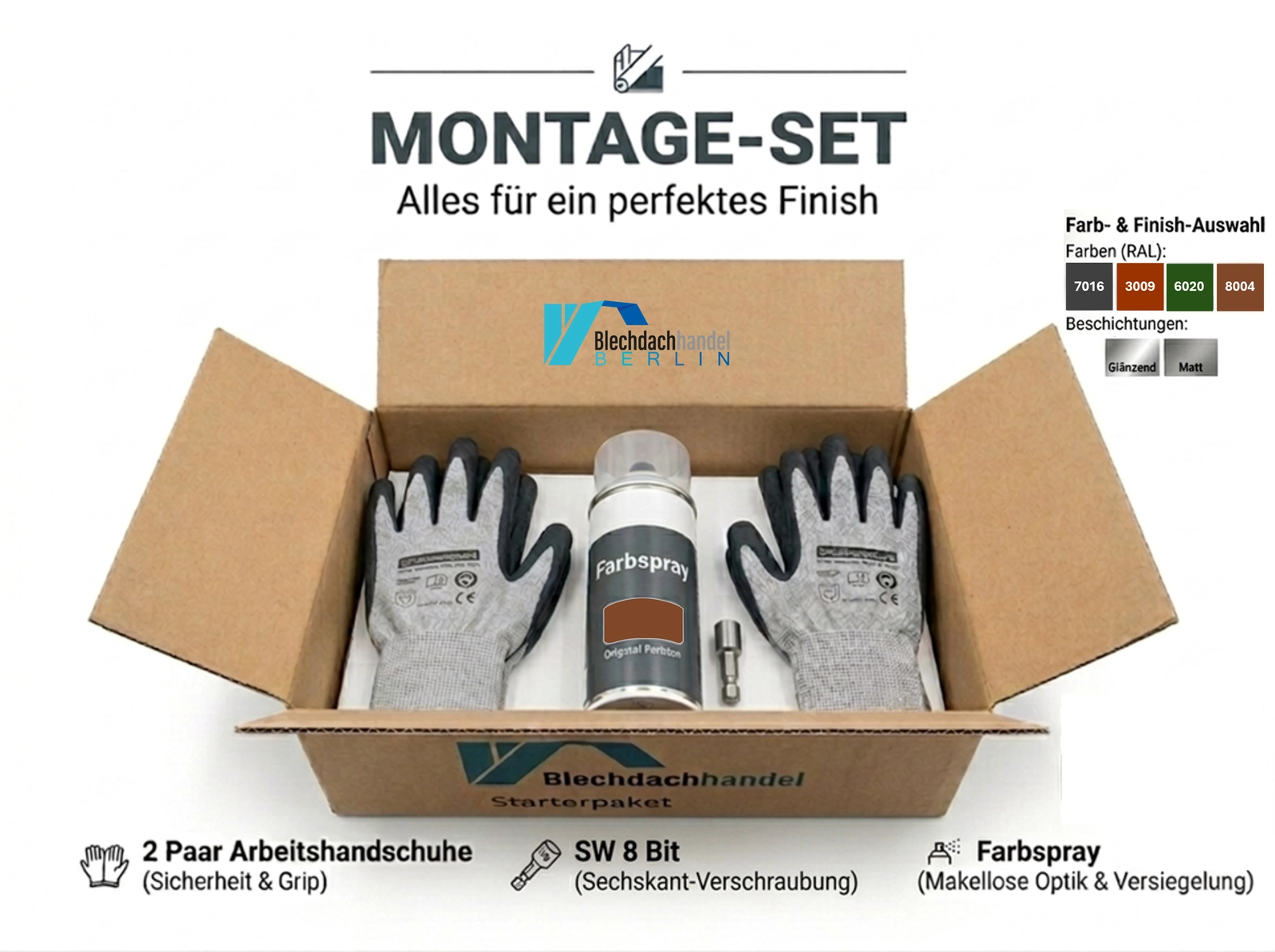 Montage Set RAL 8004 Ziegelrot – glänzend 25 µm Polyester