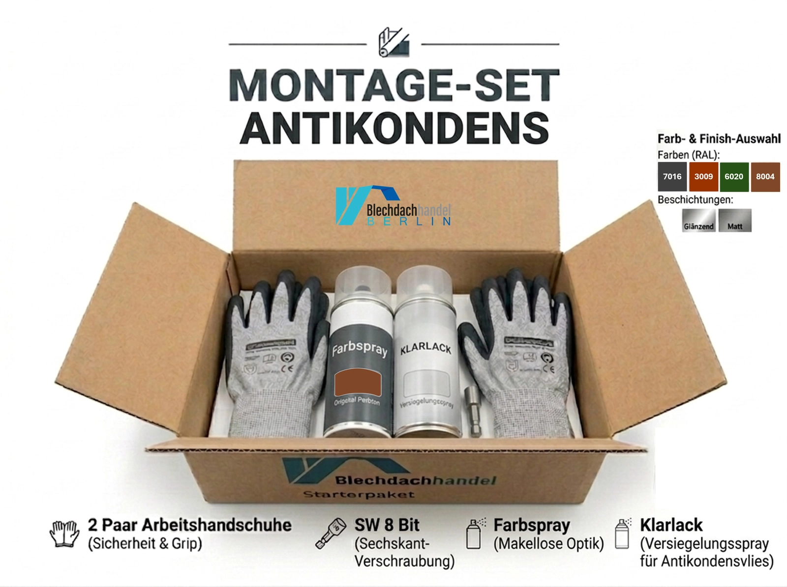 Montage Set  Antikondens RAL 8004 Ziegelrot – matt 35µm Polyester