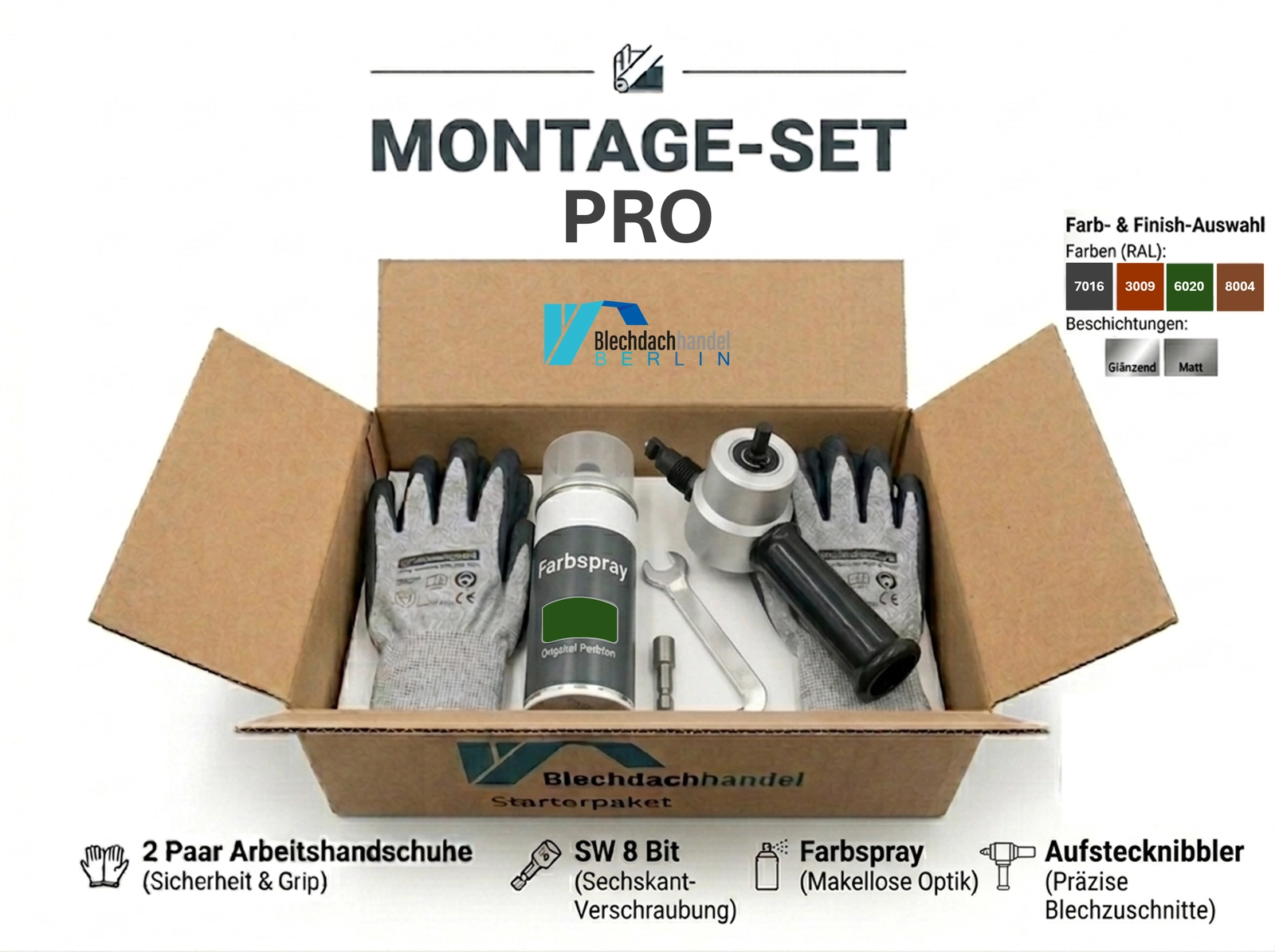 Montage Set  Pro RAL 6020 Chromoxidgrün – glänzend 25 µm Polyester — Produktbild