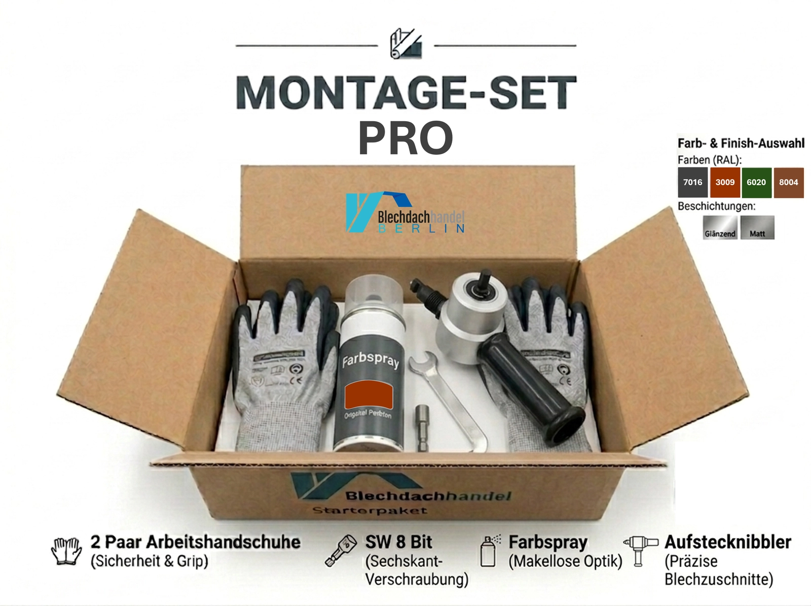Montage Set  Pro RAL 3009 - oxidrot – matt 35µm Polyester — Produktbild