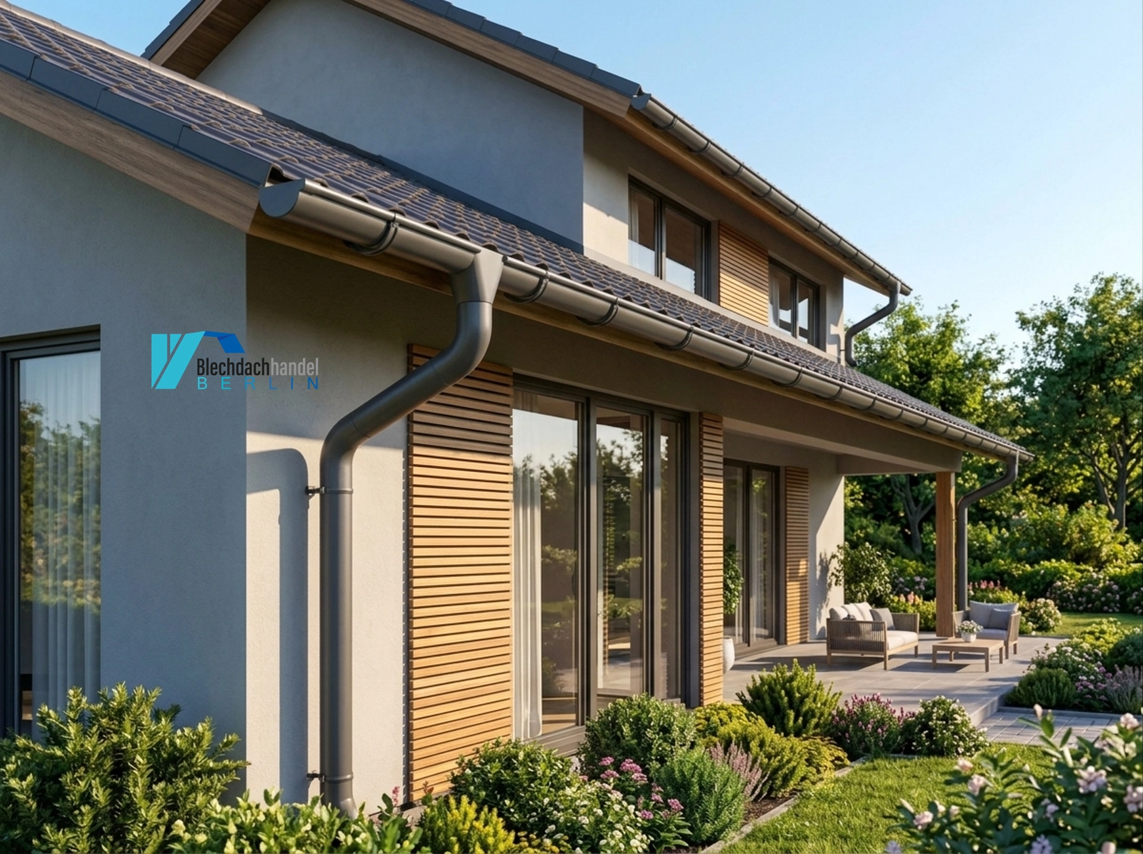 Rinnenset bis 12m (Rinneisen) Anthrazit – verzinkt, Polyesterlack beschichtet — Ansicht 2