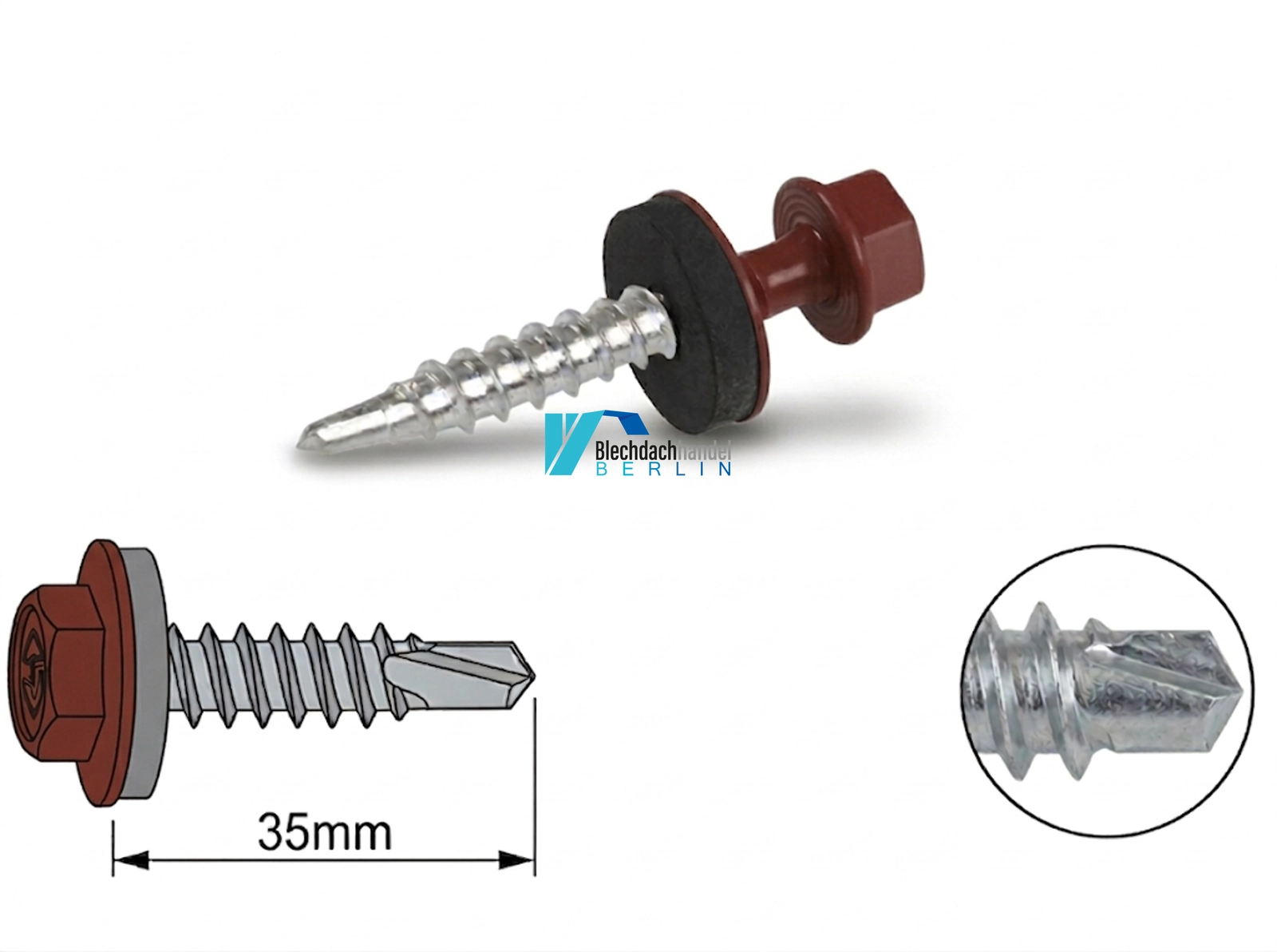 Bohrschraube 4,8 x 35mm RAL 3009 - oxidrot – verzinkt kaufen