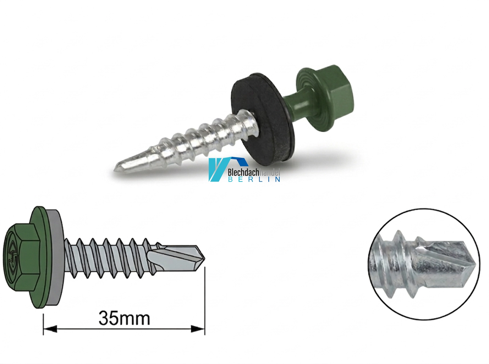 Bohrschraube 4,8 x 35mm RAL 6020 Chromoxidgrün – verzinkt kaufen