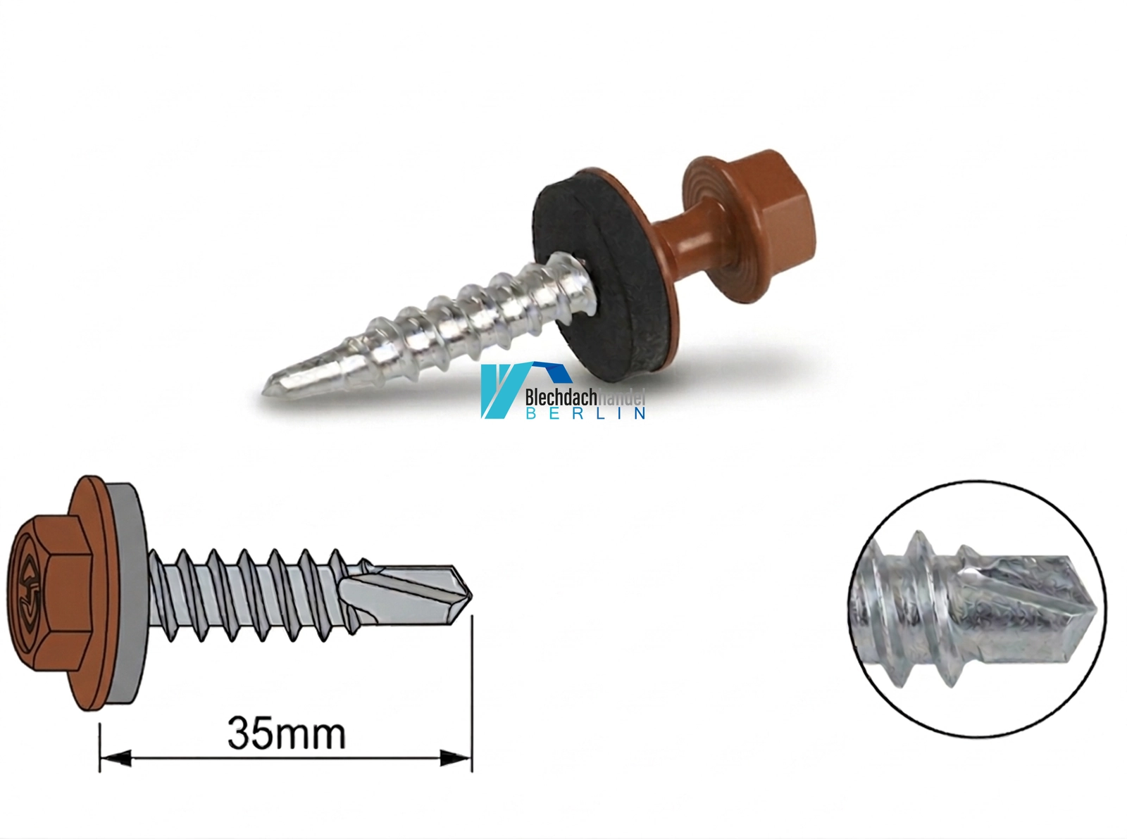 Bohrschraube 4,8 x 35mm RAL 8004 Ziegelrot – verzinkt kaufen