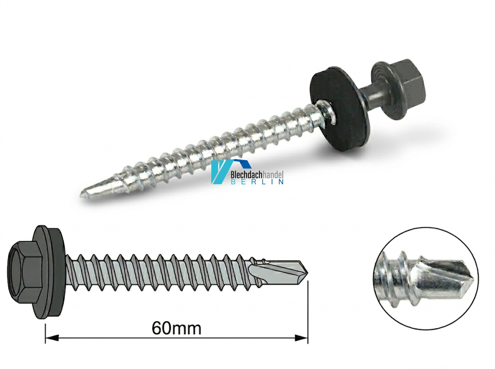 Bohrschraube 4,8 x 60mm RAL 7016 - anthrazit – verzinkt kaufen