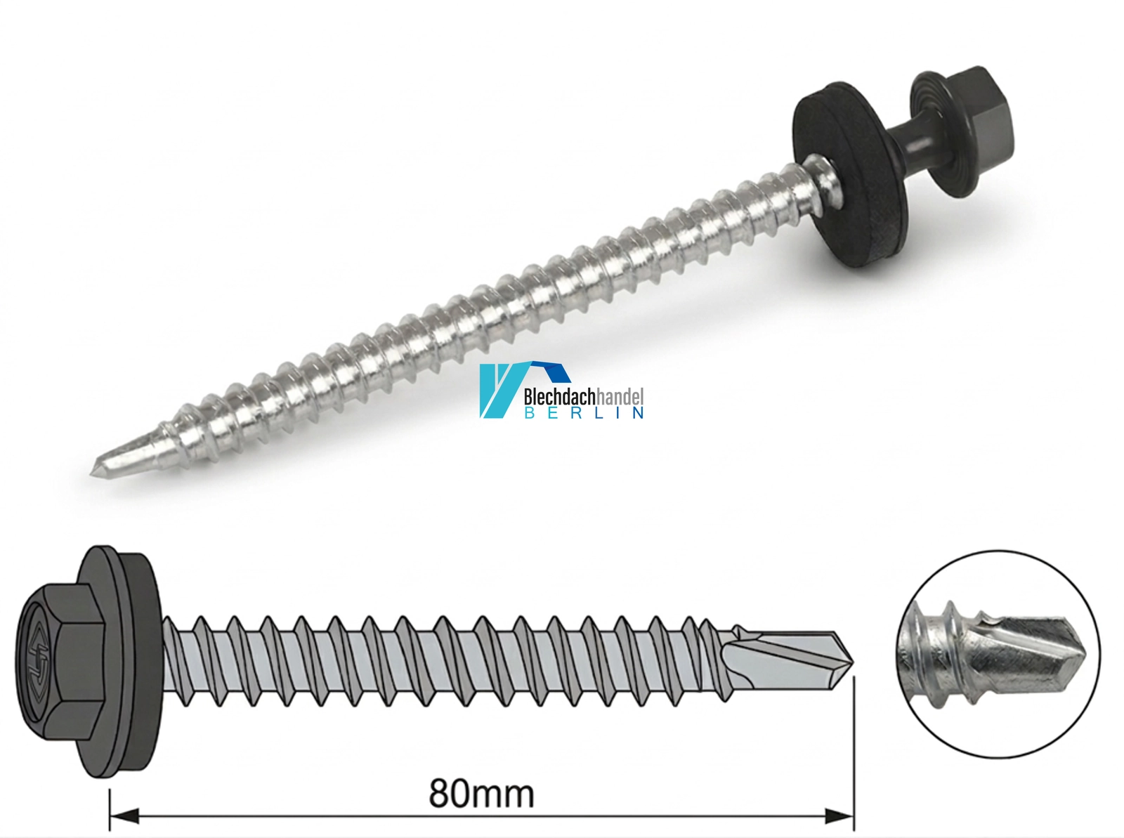 Bohrschraube 4,8 x 80mm RAL 7016 - anthrazit – verzinkt kaufen