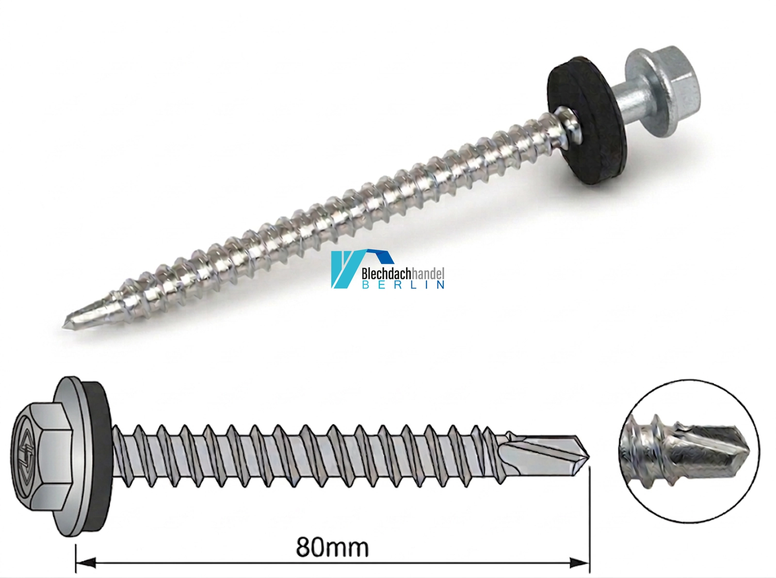Bohrschraube 4,8 x 80mm Aluzink – verzinkt