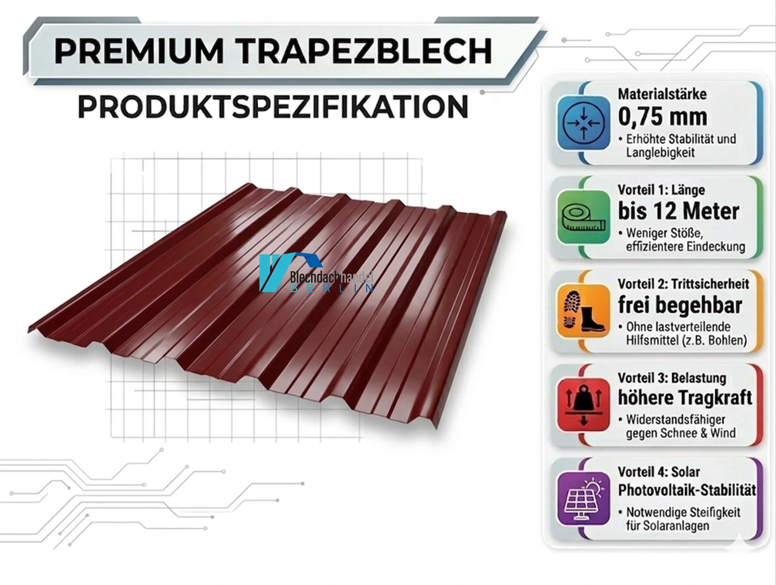 T35+ Dachblech RAL 3009 - oxidrot – 0,75mm glänzend 25 µm Polyester mit Vlies — Ansicht 6