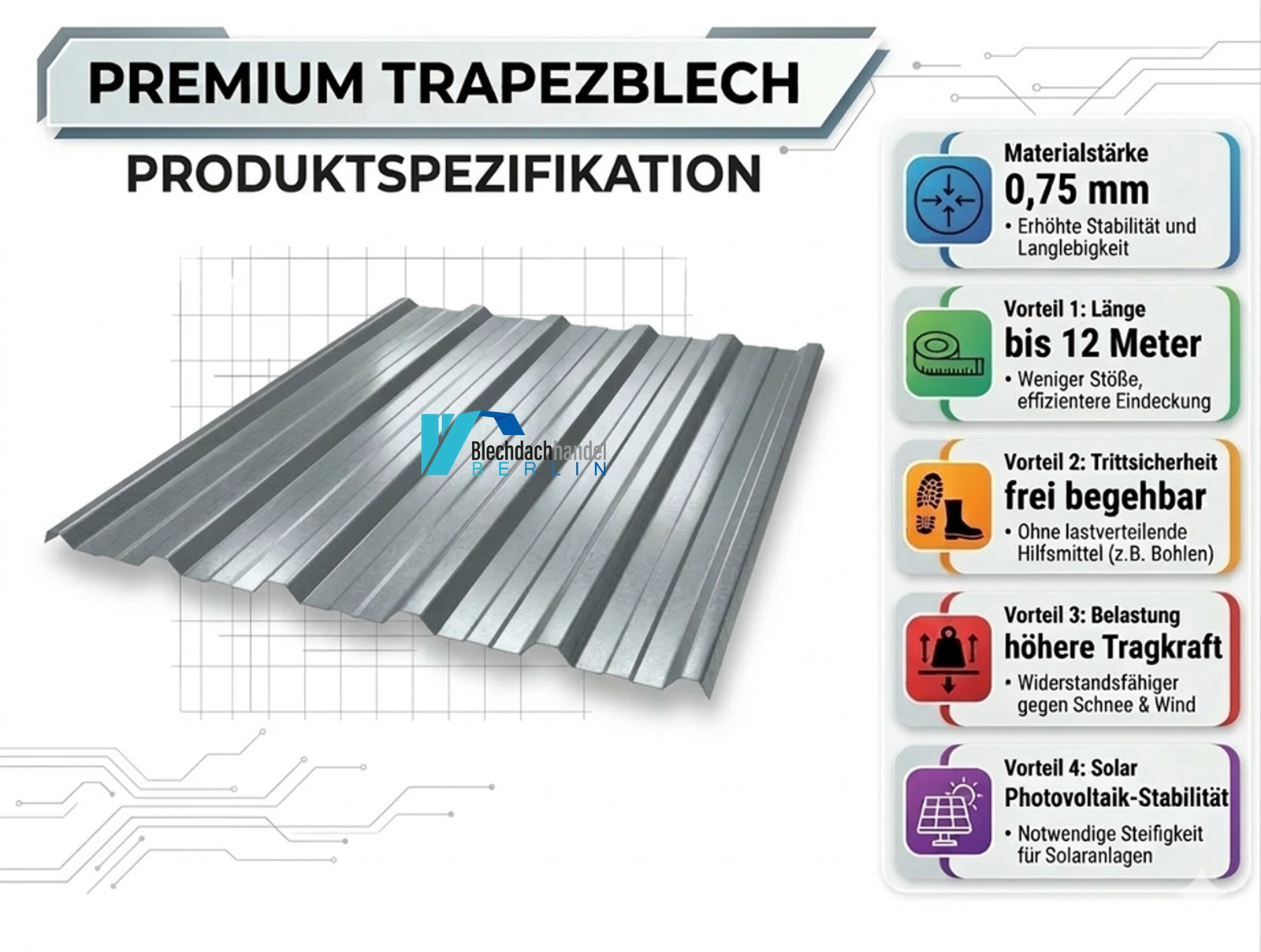 T35+ Dachblech Aluzink – 0,75mm blank ohne Vlies — Ansicht 4