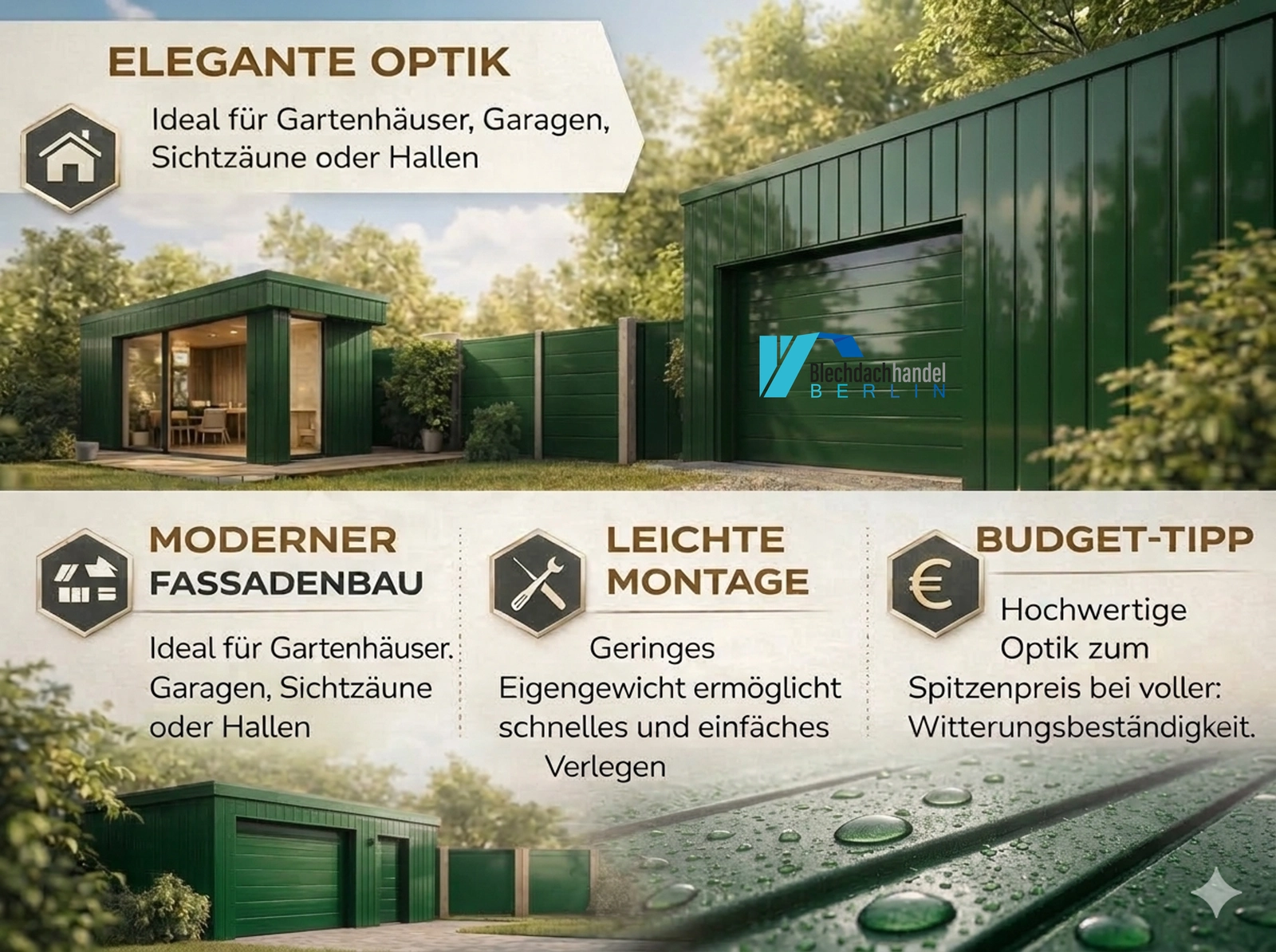 T6 Fassadenblech RAL 6020 Chromoxidgrün – 0,5mm glänzend 25 µm Polyester — Ansicht 5