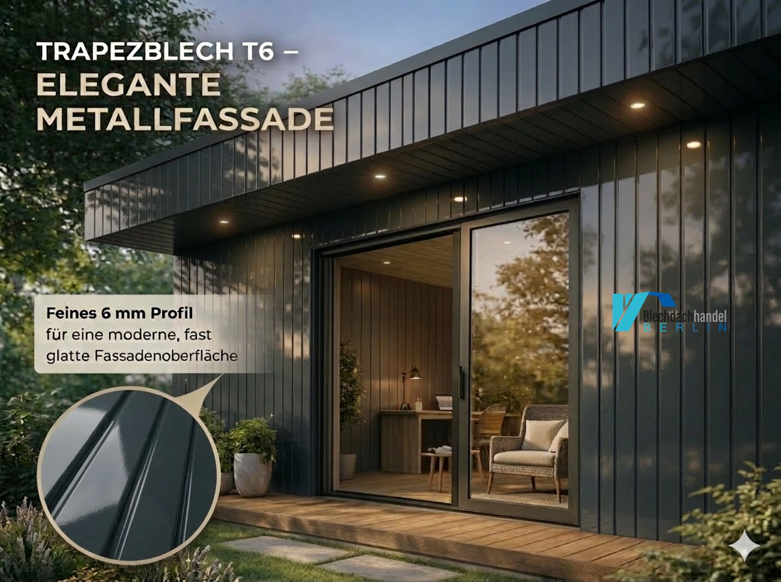 T6 Fassadenblech RAL 7016 - anthrazit – 0,5mm glänzend 25 µm Polyester kaufen — Detailansicht