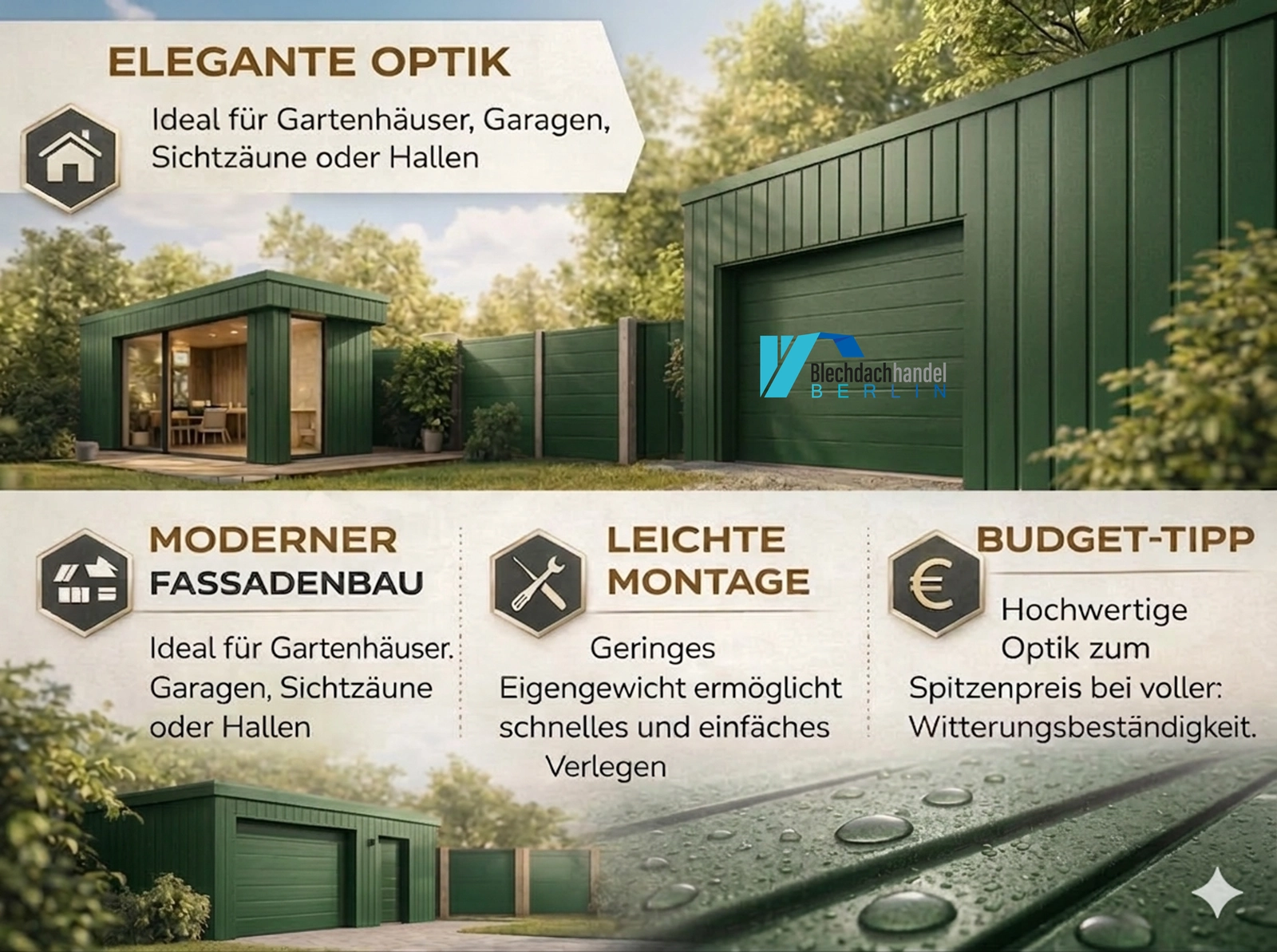 T6 Fassadenblech RAL 6020 Chromoxidgrün – 0,5mm matt 35µm Polyester — Ansicht 5